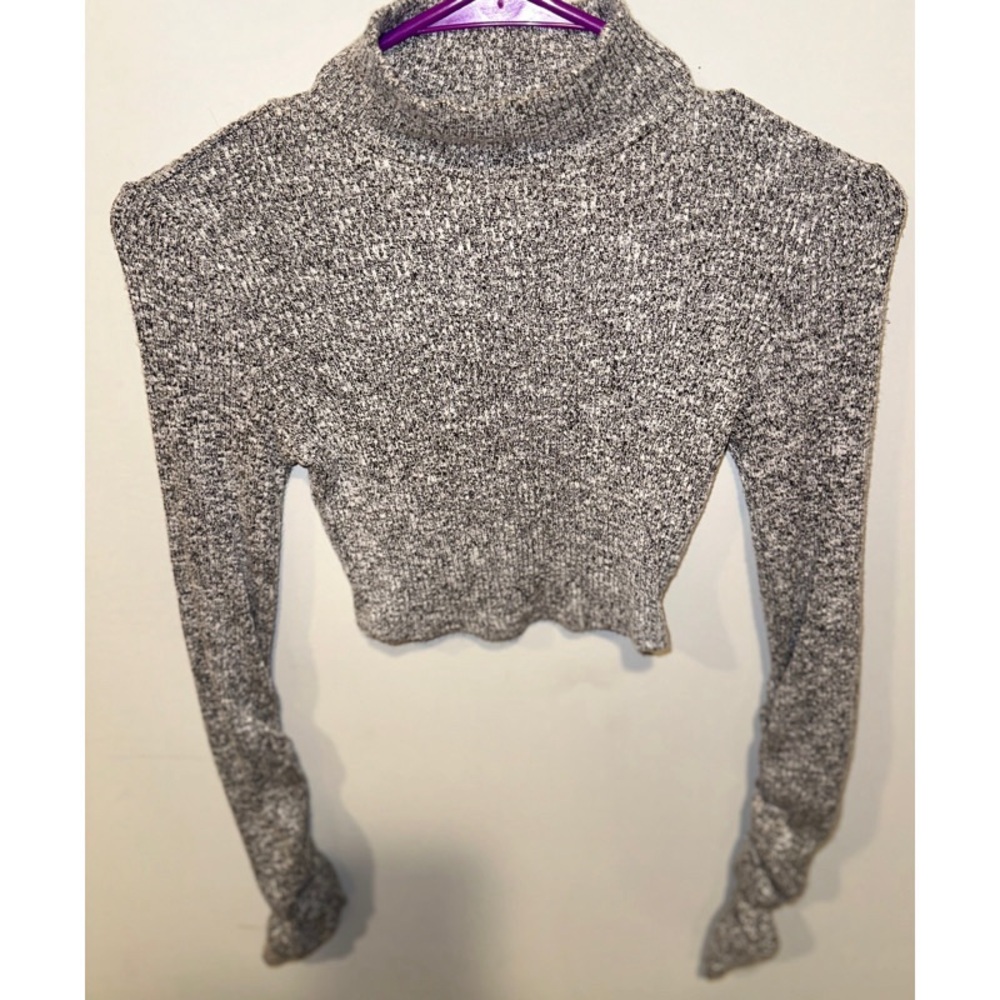 Better Be Gray Long-Sleeved Cropped Turtleneck 2 Piece Body Suit Jumper Top